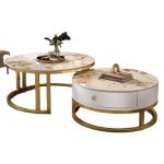 Minimalist Sintered Stone Coffee Table with Metal Frame for B2B