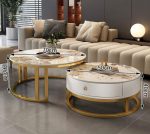 Minimalist Sintered Stone Coffee Table with Metal Frame for B2B