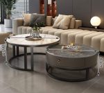 Minimalist Sintered Stone Coffee Table with Metal Frame for B2B