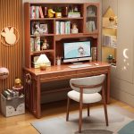 Minimalist Solid Wood Computer Desk with Scandinavian Style for Home Use