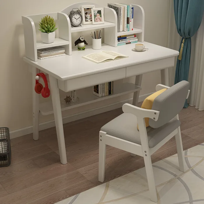 Solid Oak Desk with Shelves – Airy Minimalist Design