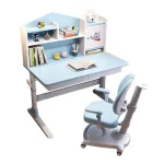 White Solid Wood Adjustable Children's Desk – Versatile Study Station with Integrated Bookshelf