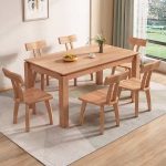 Modern Ash Wood Dining Table with Spacious Surface for Family Dining