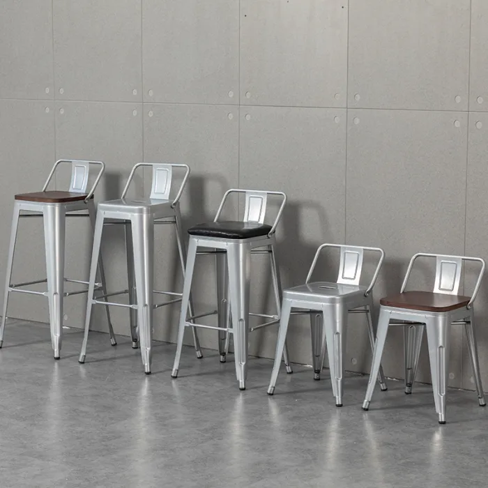 Industrial-style metal bar stools