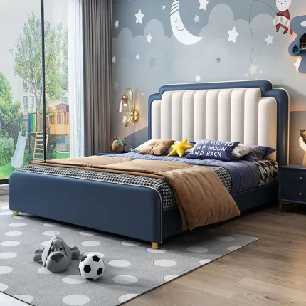 Modern Cartoon-Themed Solid Wood Bed for Kids