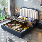 Modern Cartoon-Themed Solid Wood Bed for Kids