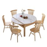 Modern Minimalist Ash Wood and Stone Dining Table for Contemporary Homes