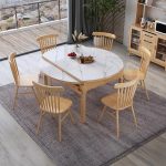 Modern Minimalist Ash Wood and Stone Dining Table for Contemporary Homes