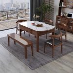 Modern Minimalist Ash Wood and Stone Dining Table for Contemporary Homes