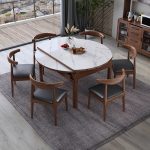Modern Minimalist Ash Wood and Stone Dining Table for Contemporary Homes