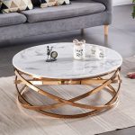 Modern Minimalist Nordic Style Coffee Table with Ceramic Stone Top and Metal Base