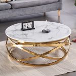 Modern Minimalist Nordic Style Coffee Table with Ceramic Stone Top and Metal Base