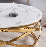 Modern Minimalist Nordic Style Coffee Table with Ceramic Stone Top and Metal Base