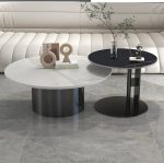 Modern Minimalist Nordic Style Coffee Table with Ceramic Top and Metal Base