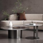 Modern Minimalist Nordic Style Coffee Table with Ceramic Top and Metal Base