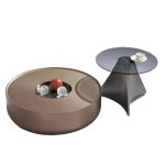 Modern Minimalist Nordic Style Coffee Table with Glass Top and Metal Base