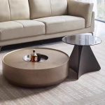 Modern Minimalist Nordic Style Coffee Table with Glass Top and Metal Base