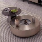 Modern Minimalist Nordic Style Coffee Table with Glass Top and Metal Base