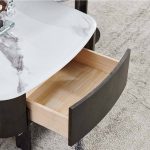 Modern Minimalist Nordic Style Coffee Table with Stone Top and Metal Base