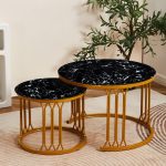 Modern Minimalist Nordic Style Coffee Table with Stone Top and Metal Base