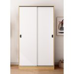 Modern Minimalist Nordic-Style Wooden Sliding Door Wardrobe