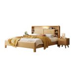 White Ash Wood Bed with Headboard – Enhanced Comfort