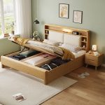 White Ash Wood Bed with Headboard – Enhanced Comfort