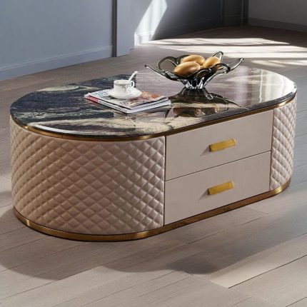 Modern Nordic Coffee Table with Ceramic Top & Metal Base – Ideal for Global Wholesale Markets