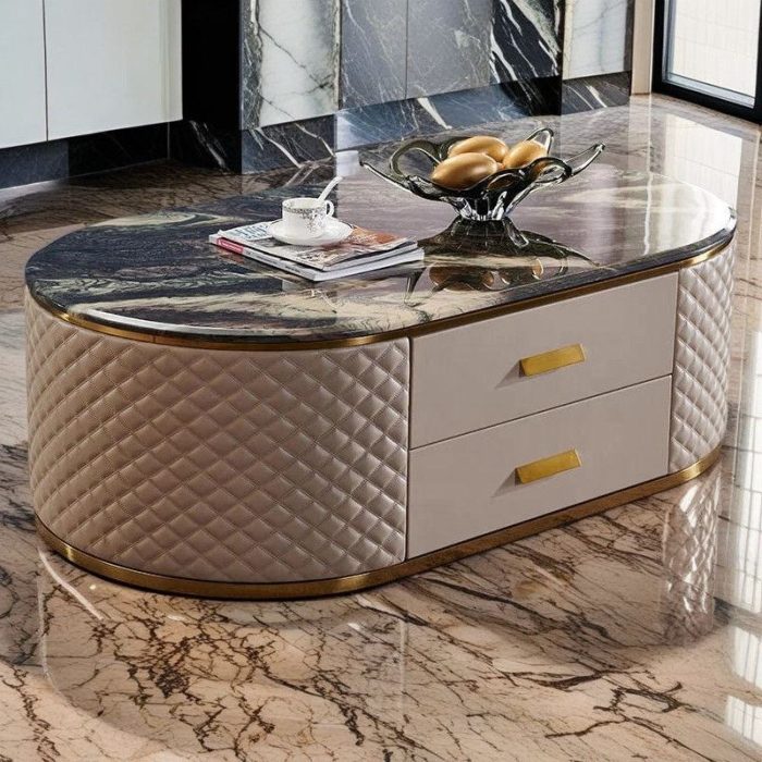 Modern Nordic Coffee Table with Ceramic Top & Metal Base – Ideal for Global Wholesale Markets