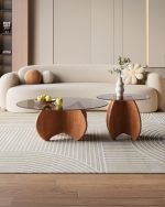 Modern Nordic Coffee Table with Glass Top and Wooden Legs for Wholesale