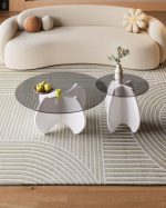 Modern Nordic Coffee Table with Glass Top and Wooden Legs for Wholesale