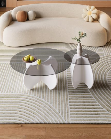 Modern Nordic Coffee Table with Glass Top and Wooden Legs for Wholesale