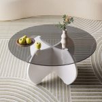 Modern Nordic Coffee Table with Glass Top and Wooden Legs for Wholesale