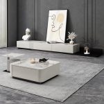 Modern Nordic Coffee Table with Metal Legs & Sintered Stone Surface