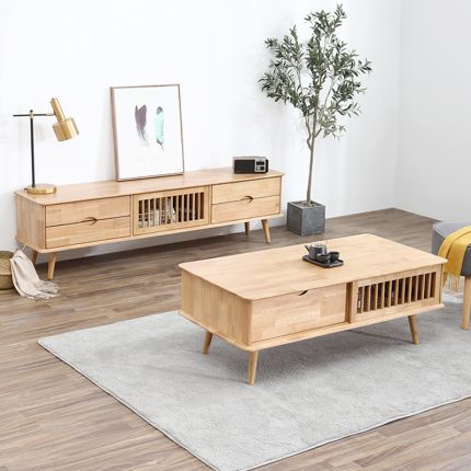 Modern Scandinavian Solid Wood Coffee Table for Cozy Home Interiors