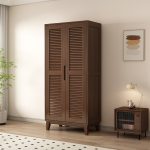 Modern Scandinavian Style Solid Wood Wardrobe for Bedroom