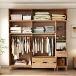 Modern Scandinavian Style Solid Wood Wardrobe for Bedroom