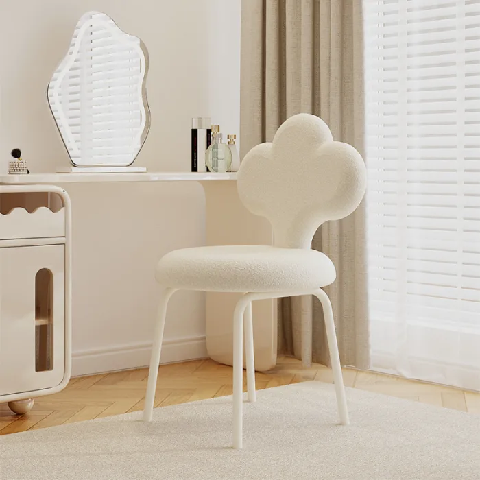 Durable vanity stool featuring solid wood and sponge filling.