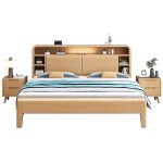 Modern Solid Wood Double Bed in Scandinavian Design for Wholesale