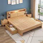 Modern Solid Wood Double Bed in Scandinavian Design for Wholesale