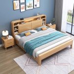 Modern Solid Wood Double Bed in Scandinavian Design for Wholesale