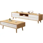 Modern Solid Wood Living Room Furniture Set - Coffee Table and TV Cabinet