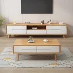 Modern Solid Wood Living Room Furniture Set - Coffee Table and TV Cabinet