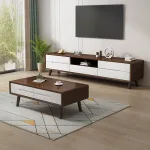 Modern Solid Wood Living Room Furniture Set - Coffee Table and TV Cabinet