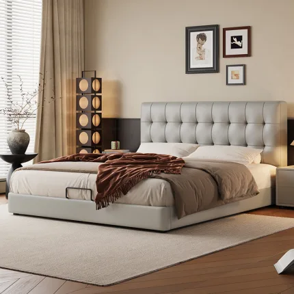 Modern Upholstered Bed with Neutral Tones for Any Bedroom