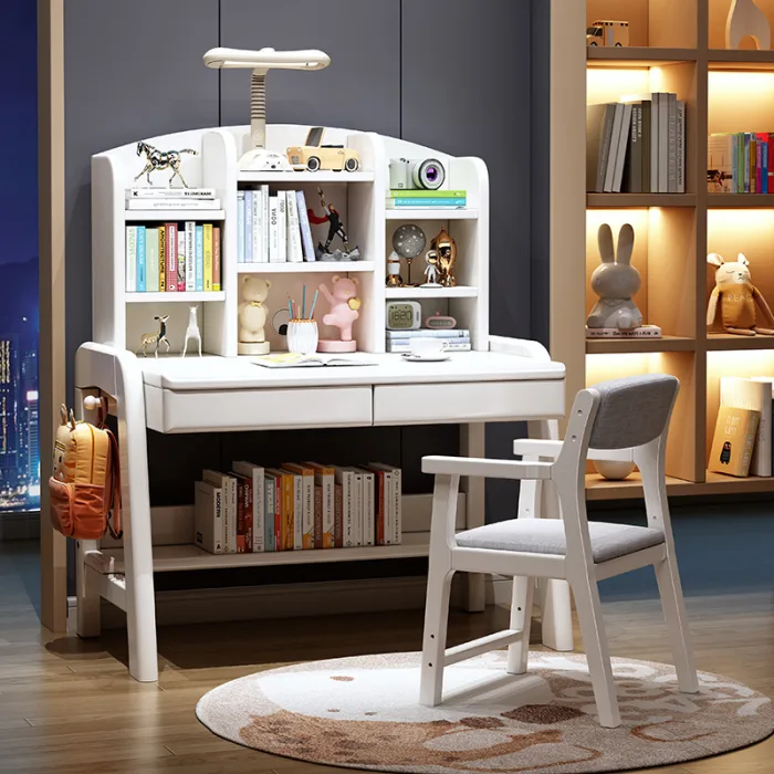 Scandinavian Adjustable Desk - Solid Wood Ergonomic Study Table for Home