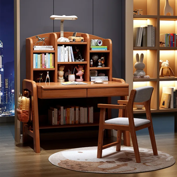 Scandinavian Adjustable Desk - Solid Wood Ergonomic Study Table for Home