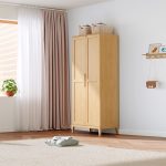 Nordic-Inspired Solid Wood Wardrobe for Bedroom Storage
