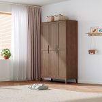 Nordic-Inspired Solid Wood Wardrobe for Bedroom Storage