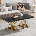 Nordic Modern Coffee Table with Elegant Stone Top and Metal Frame